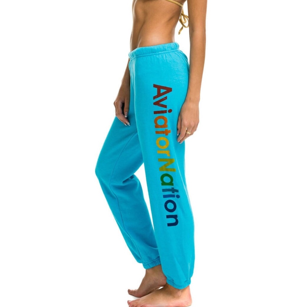 Aviator Nation Venice, CA Sweatpants-Neon Blue